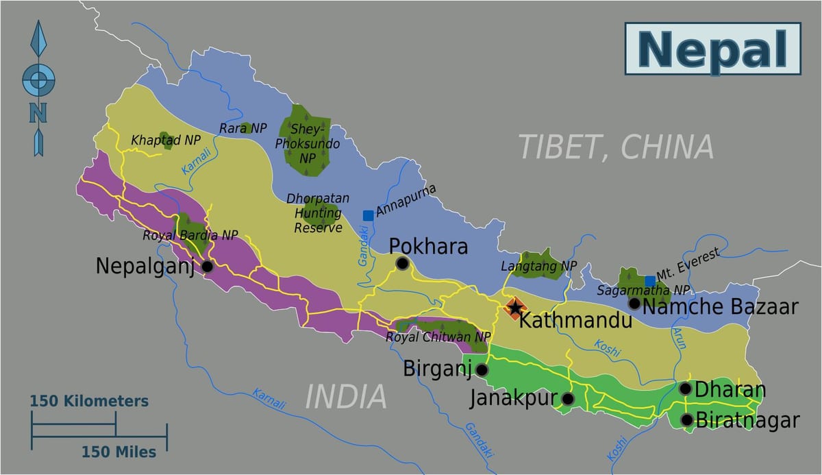 mt everest nepāla karte