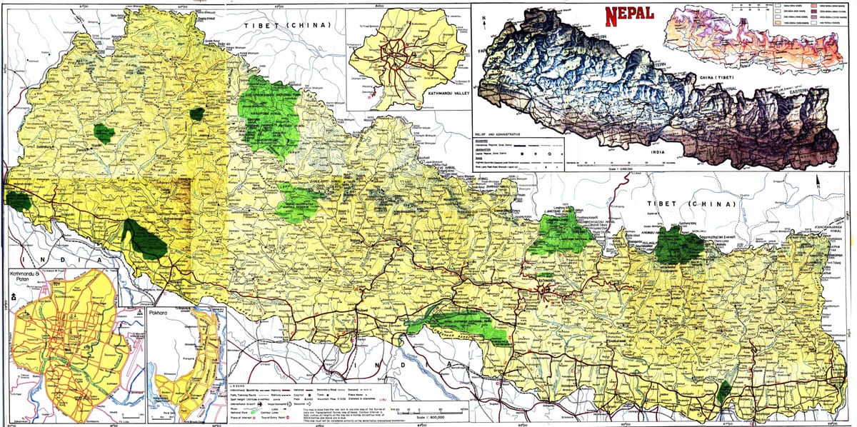 ceļu karte ar distances nepāla
