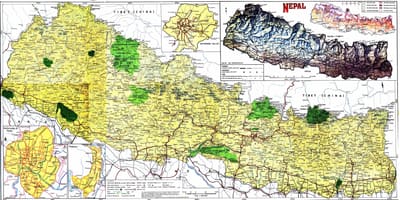 Ceļu karte ar distances nepāla